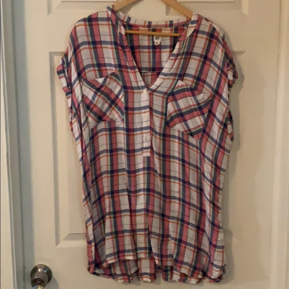 Gap cap sleeved plaid tunic size XL tall